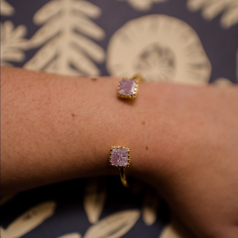 Purple Crystal Open Bracelet - Picture 2 of 2